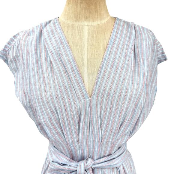 Max Studio Womens Linen Cotton Shirt Dres Blue Stripe Size Small NWT - Picture 2 of 10